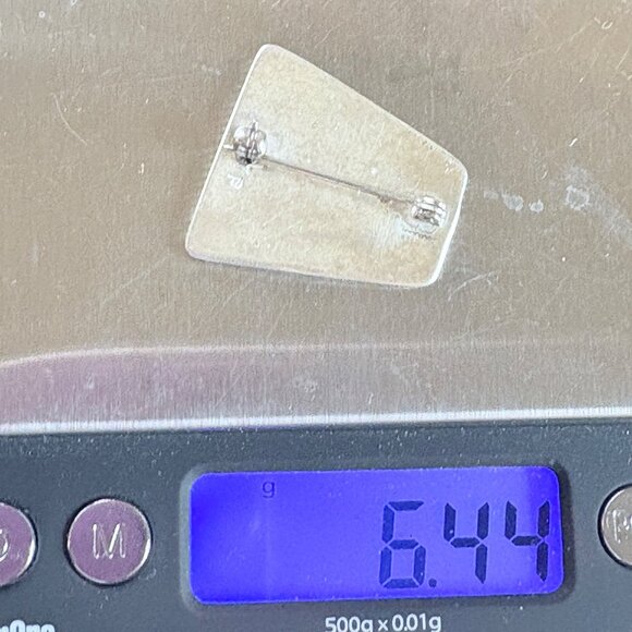 VTG Solid Sterling Silver 925 Kokopelli Trapezoid Brooch Size 1" Length - Picture 9 of 9